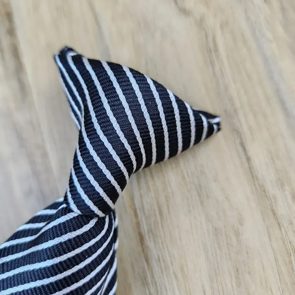 💜Black Striped Pre-Tied Clip-on Tie Youth Large 12/14